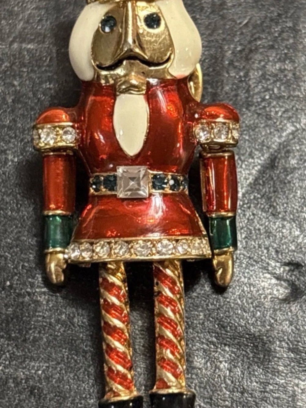 Vintage Avon Articulated Brooch Pin Nutcracker Toy Soldier ~ Rhinestone Enamel